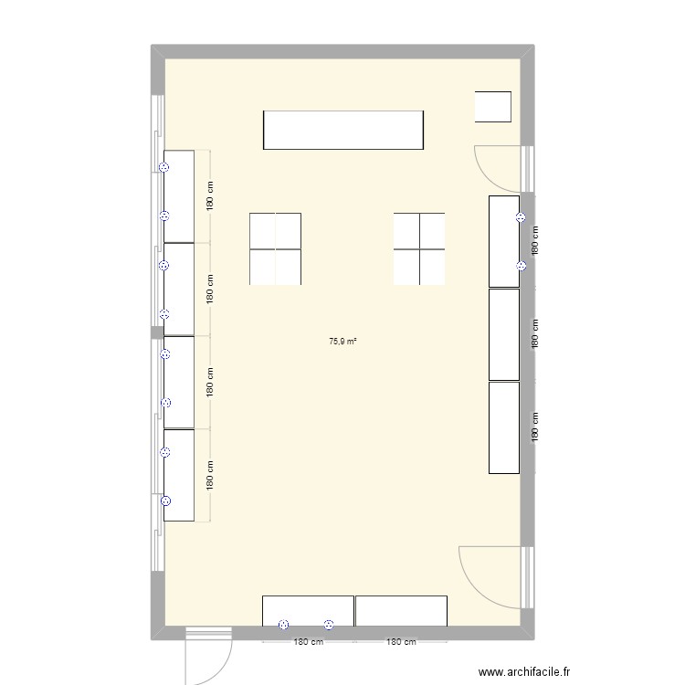 D2/D3. Plan de 1 pièce et 76 m2