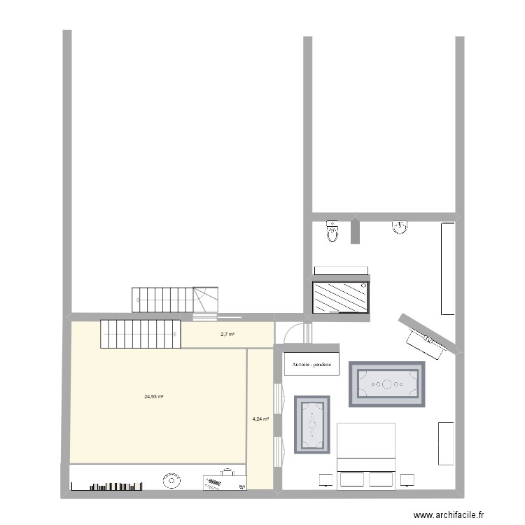 maison rdc. Plan de 3 pièces et 32 m2