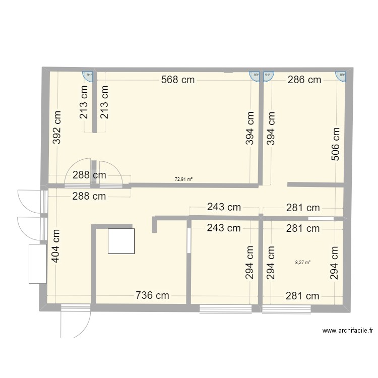 Luciflore. Plan de 2 pièces et 81 m2