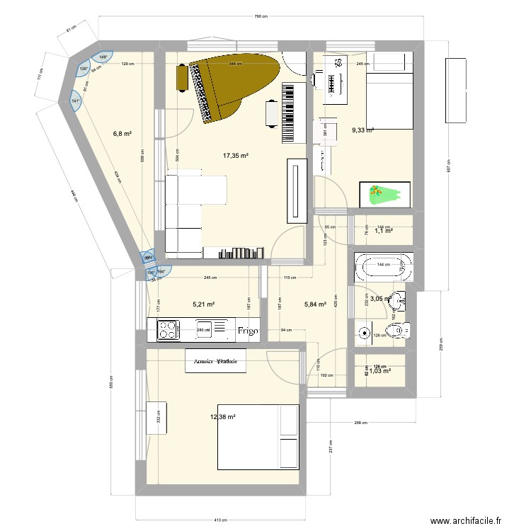 Loreto ZG 4. Plan de 9 pièces et 62 m2