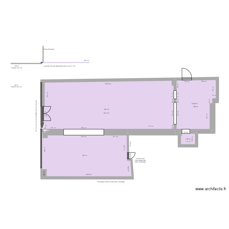 COCCIMARKET LA FERTE SOUS JOUARRE AVANT TRAVAUX PLAN DE COUPE. Plan de 3 pièces et 112 m2