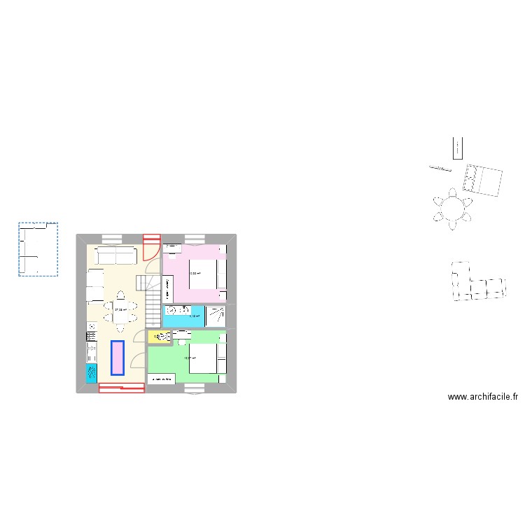 AchardCapelettemeuble. Plan de 5 pièces et 54 m2