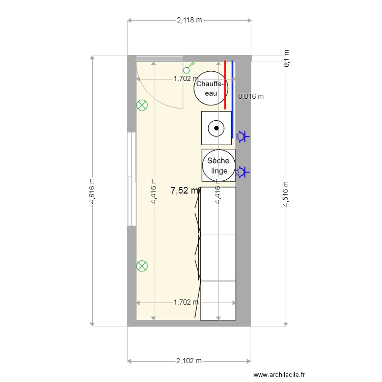 pascal 2. Plan de 1 pièce et 8 m2