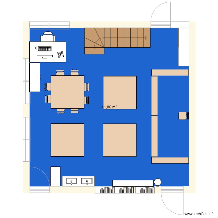 Classe M3 2024. Plan de 1 pièce et 42 m2