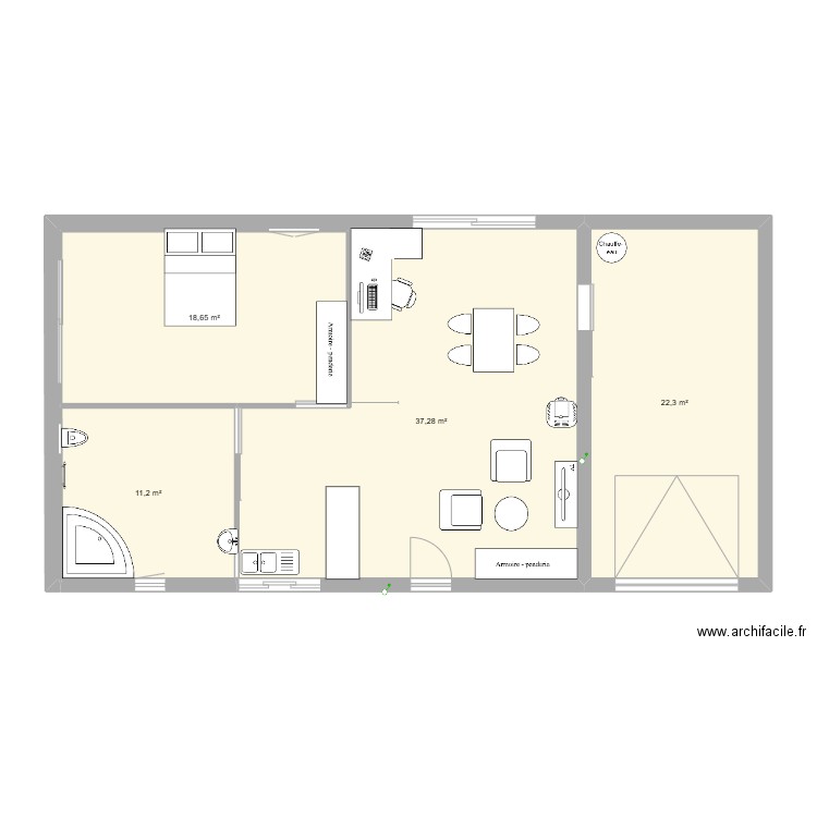 maison2. Plan de 4 pièces et 89 m2