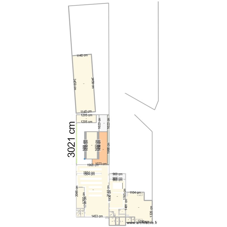 Magasin AR. Plan de 22 pièces et 1921 m2