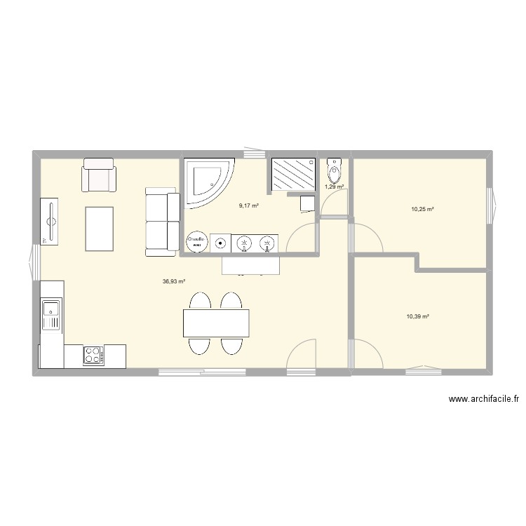 maison martine. Plan de 5 pièces et 68 m2