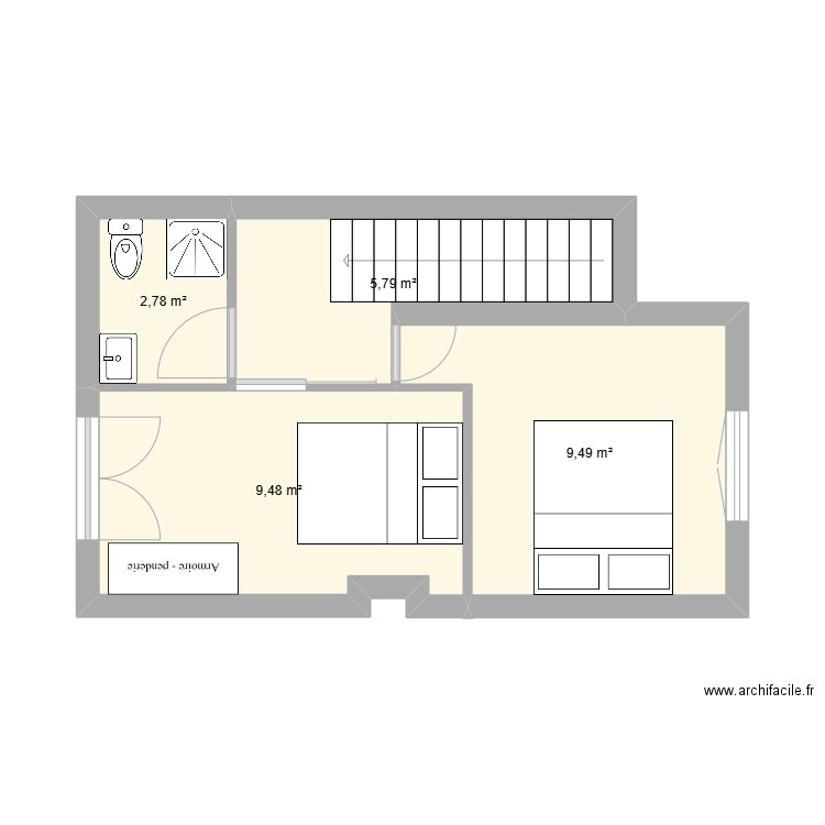 maison 2eme. Plan de 4 pièces et 28 m2