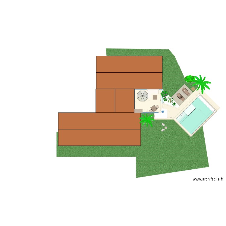 PISCINE. Plan de 2 pièces et 22 m2