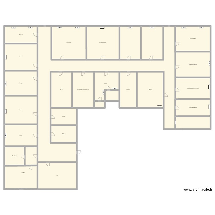 Direction. Plan de 27 pièces et 1168 m2