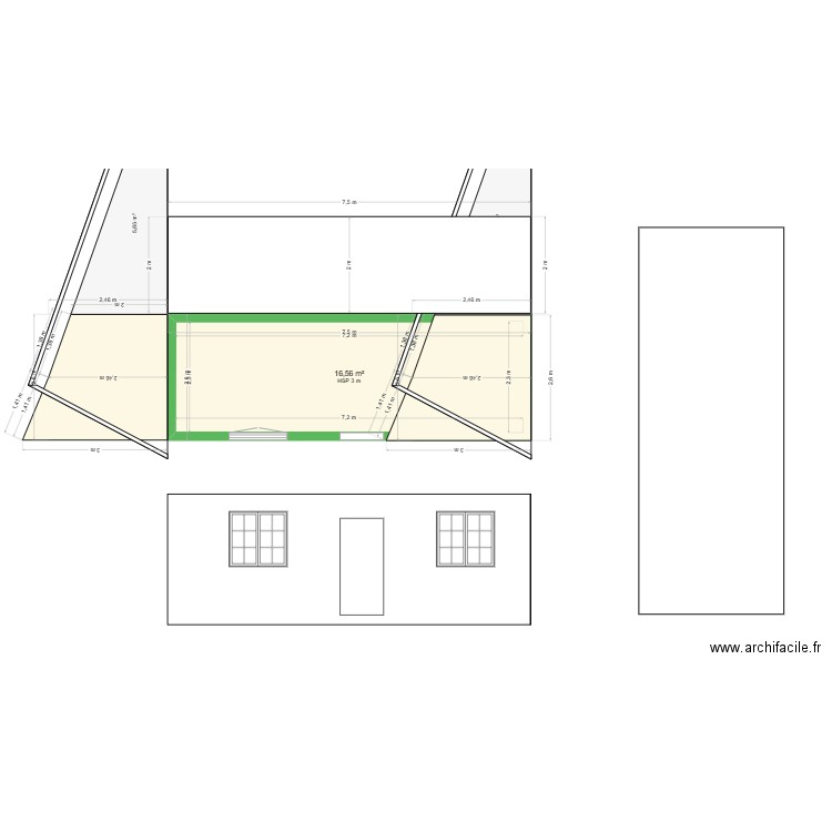 abri2. Plan de 1 pièce et 17 m2