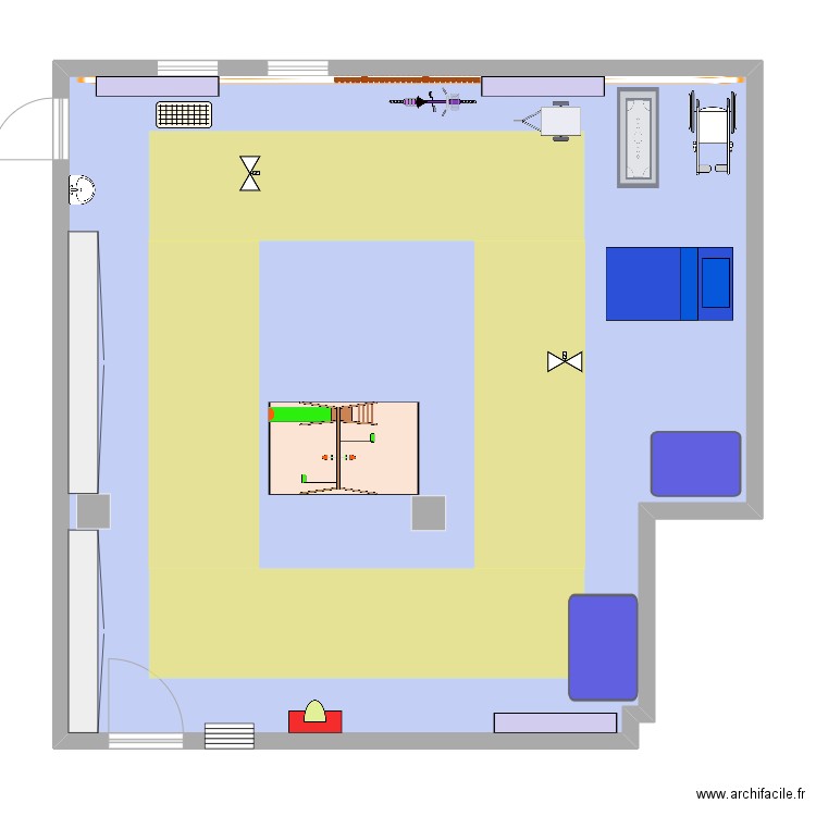 Gym. Plan de 1 pièce et 113 m2