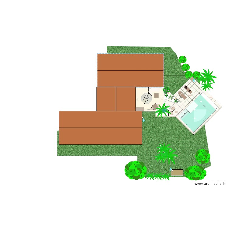 PISCINE 6x4 + balnéo calepinage. Plan de 2 pièces et 22 m2