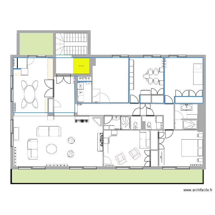 Appartement Enghien Mora variante 22 09. Plan de 6 pièces et 173 m2