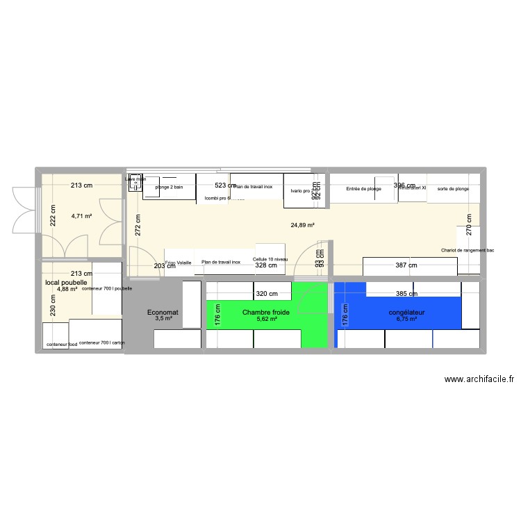 Plan basse Chico s 3 version labo extérieur. Plan de 6 pièces et 50 m2