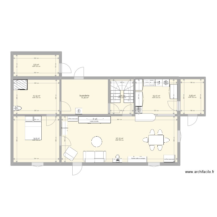 courth rdc aménagement 2. Plan de 8 pièces et 103 m2