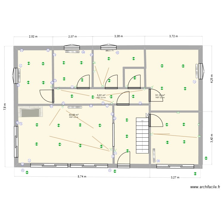 pollionnay david. Plan de 3 pièces et 82 m2