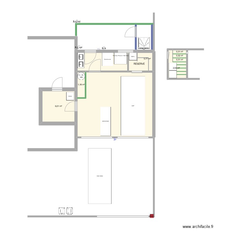 GARAGE extension 1. Plan de 9 pièces et 46 m2