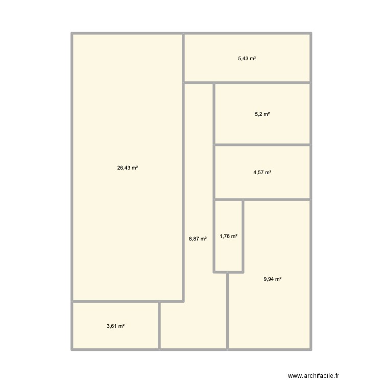 Meziard. Plan de 8 pièces et 66 m2