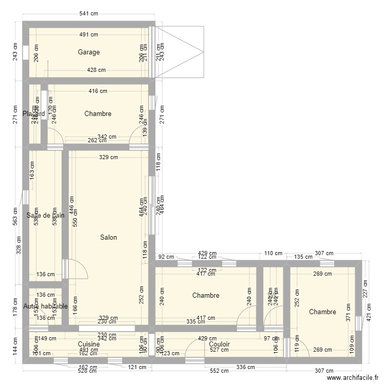 Plan du travail maison . Plan de 11 pièces et 87 m2