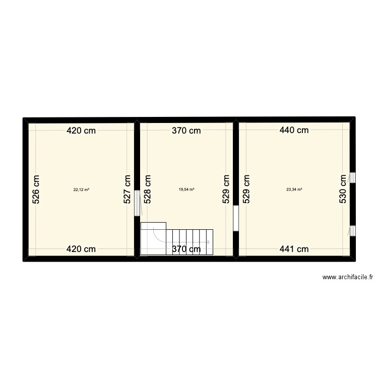 Le Pouget Combles. Plan de 3 pièces et 65 m2