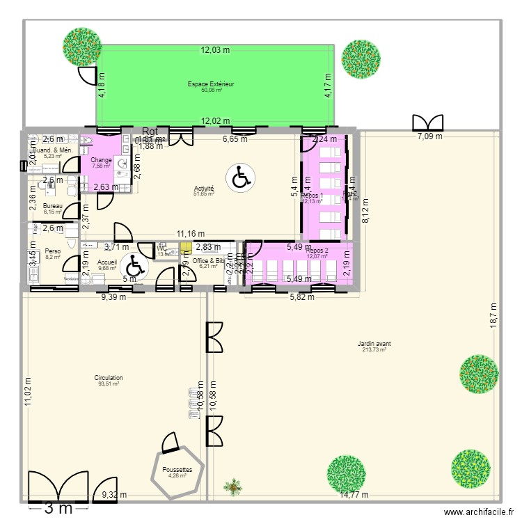 Bourg-en-Bresse projet Jordan pmi_UrM_Jardin_Bienvenu-2. Plan de 17 pièces et 490 m2