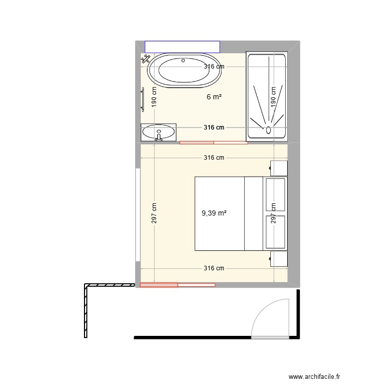 91180 Leuville. Plan de 2 pièces et 15 m2