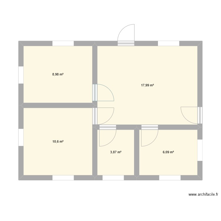 PLAN MAMIE. Plan de 5 pièces et 48 m2