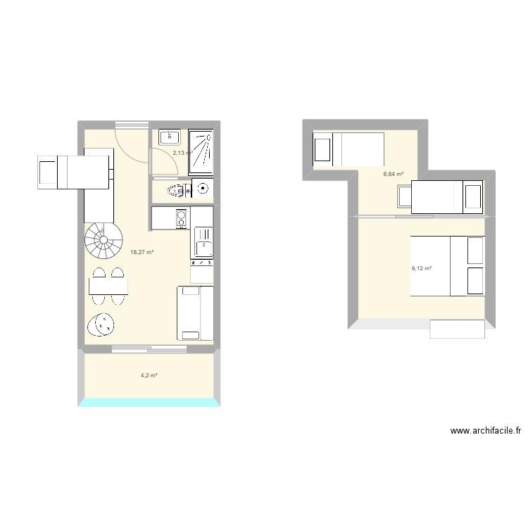 Sablettes ID. Plan de 6 pièces et 39 m2