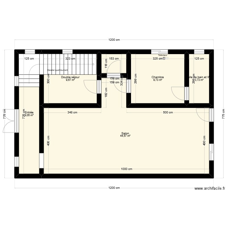 Plan maison aghir 2. Plan de 5 pièces et 77 m2