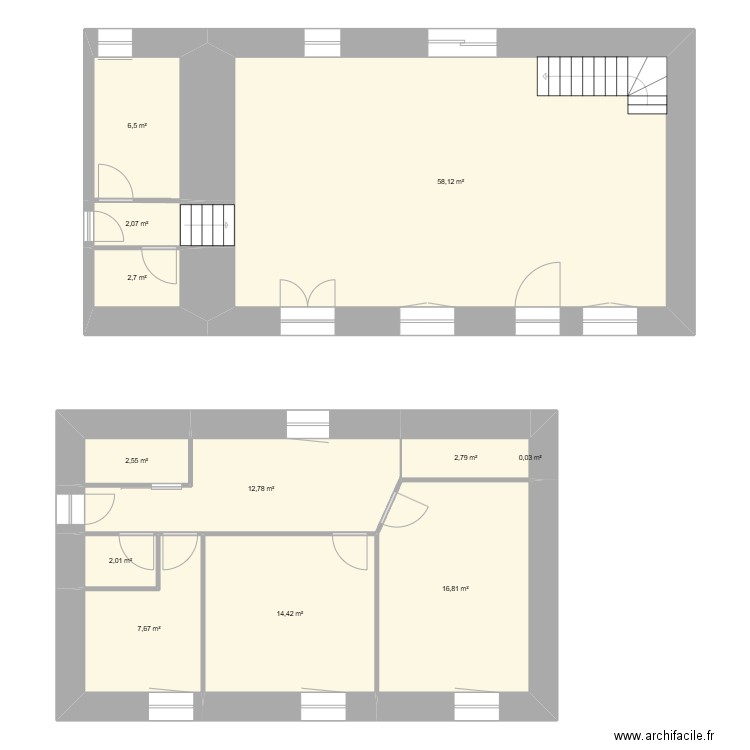 VILLE GUILLAUME. Plan de 12 pièces et 128 m2