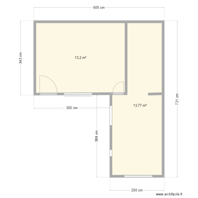 Jeanjean sur Mer. Plan de 2 pièces et 27 m2