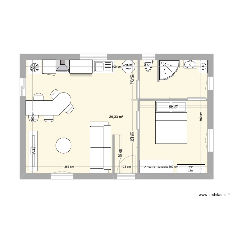 Arthur Hilsenheim. Plan de 1 pièce et 39 m2