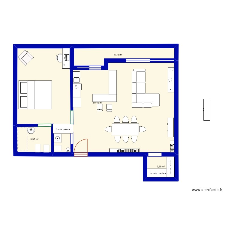 Frontenex 2. Plan de 4 pièces et 73 m2