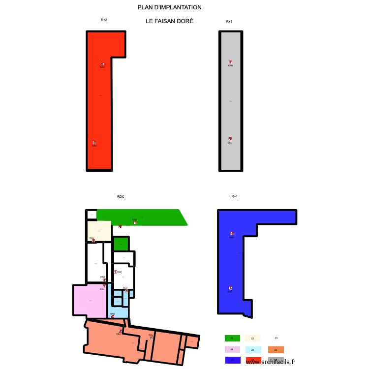 LE FAISAN DORÉ. Plan de 21 pièces et 1237 m2