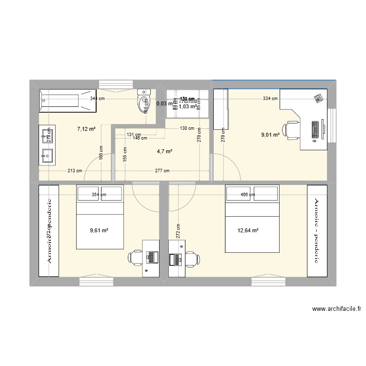 maison 2. Plan de 7 pièces et 44 m2