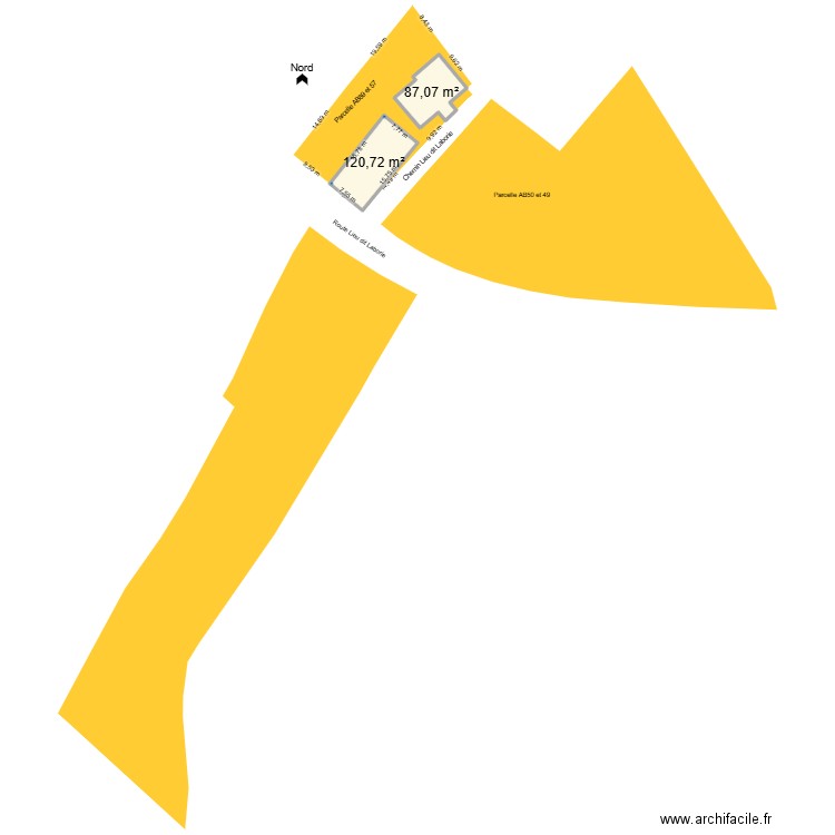 plan cadastre. Plan de 2 pièces et 208 m2