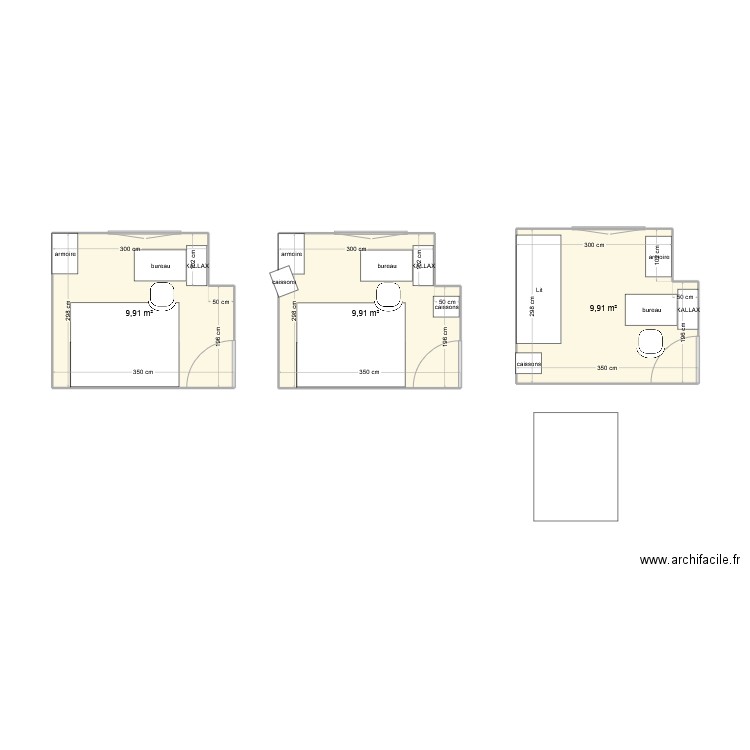 bureau. Plan de 3 pièces et 30 m2