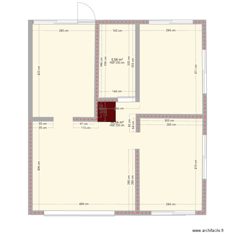 Makalio. Plan de 2 pièces et 62 m2