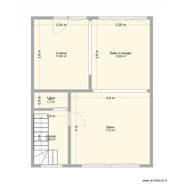 Waterloo1. Plan de 5 pièces et 49 m2