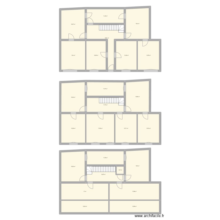 7 monnaie. Plan de 25 pièces et 343 m2