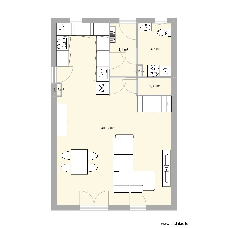 MAISON FONTENAY . Plan de 6 pièces et 49 m2