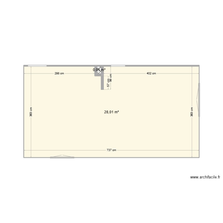 sejour. Plan de 2 pièces et 28 m2