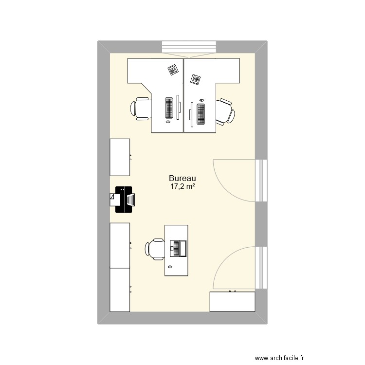 BUREAU. Plan de 1 pièce et 17 m2