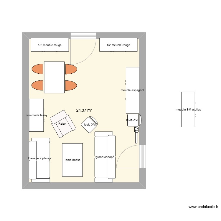 appart mamy v2. Plan de 1 pièce et 24 m2