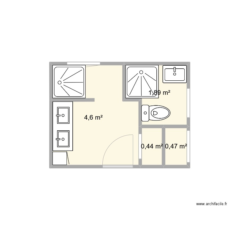 SDB Cotations. Plan de 4 pièces et 7 m2