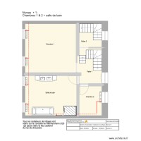 Plan Niveau+1_Chambre 1 & 2 - salle de bain