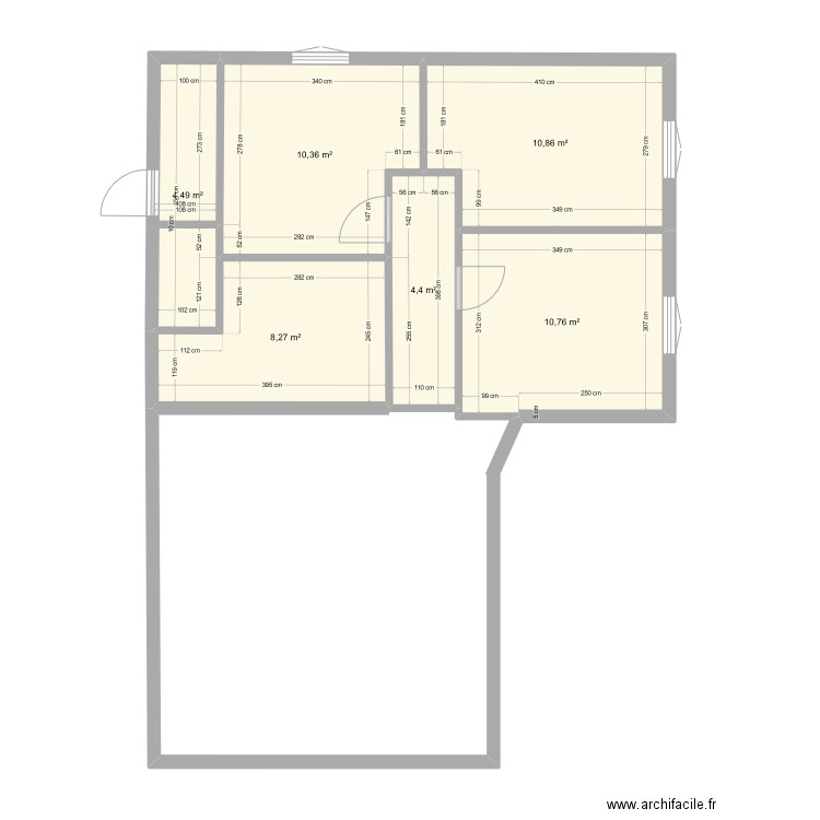 Luxey Annexe 1. Plan de 6 pièces et 49 m2