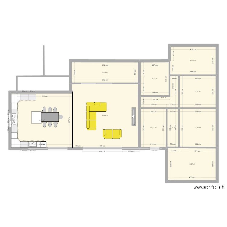 MAISON LANDES. Plan de 11 pièces et 176 m2