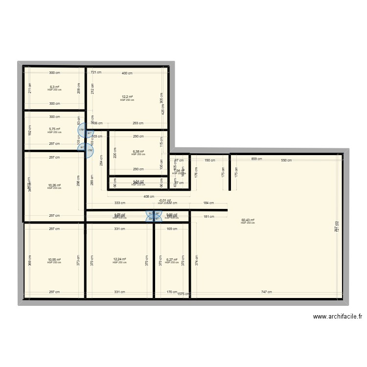 MAISON . Plan de 14 pièces et 282 m2